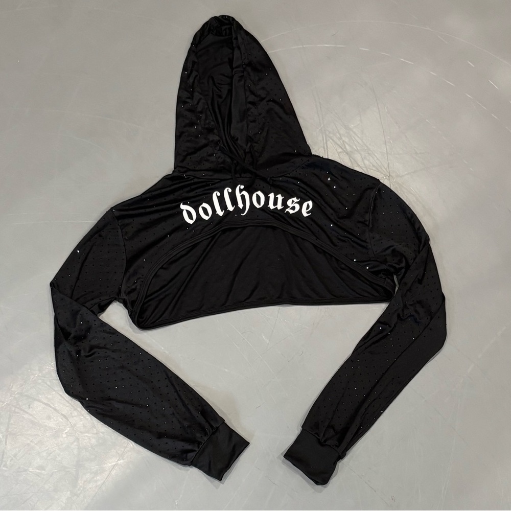 Dollhouse Black Crop Sparkle Hoodie